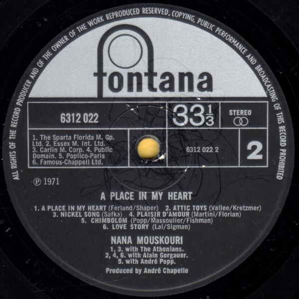 Nana Mouskouri - A Place In My Heart (LP) 12191