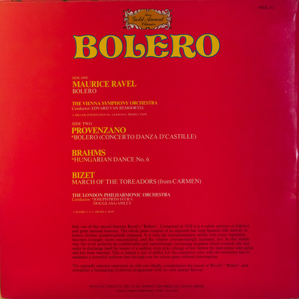Ravel*, The Vienna Symphony Orchestra* - Bolero (LP, Comp) 10455