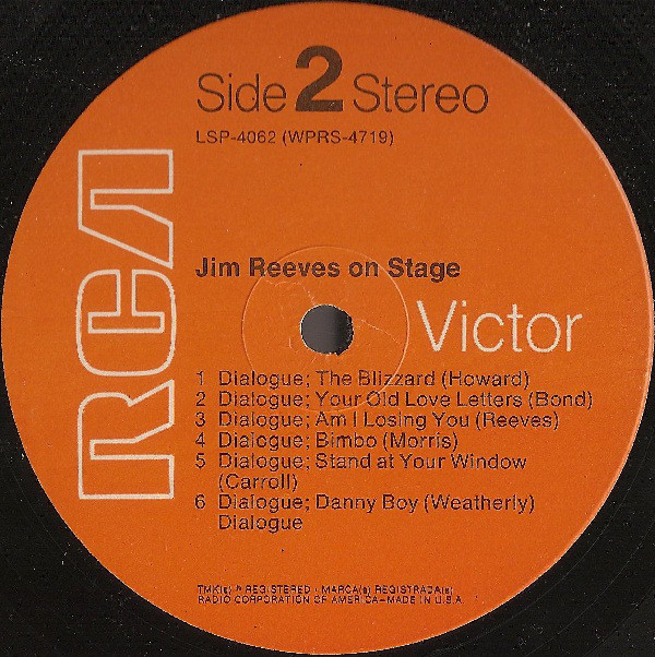 Jim Reeves With The Blue Boys (2) - Jim Reeves On Stage (LP, Album) 8594