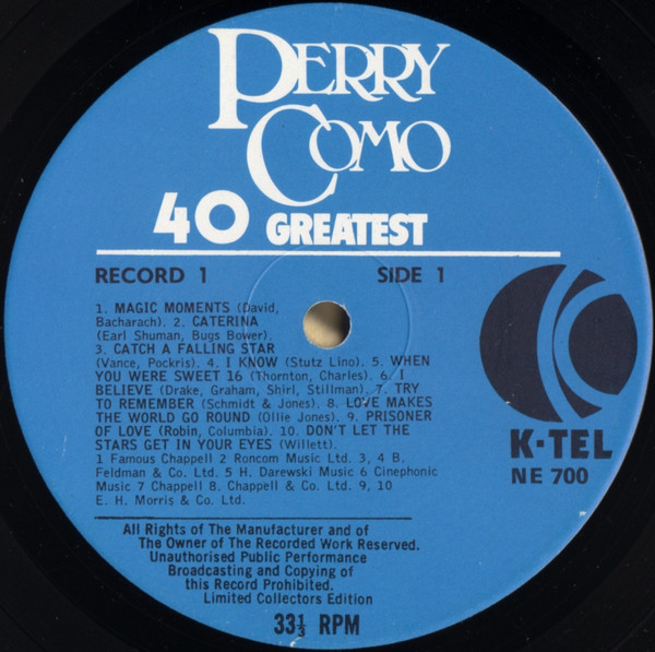 Perry Como - 40 Greatest (2xLP, Comp, Ltd) 8089
