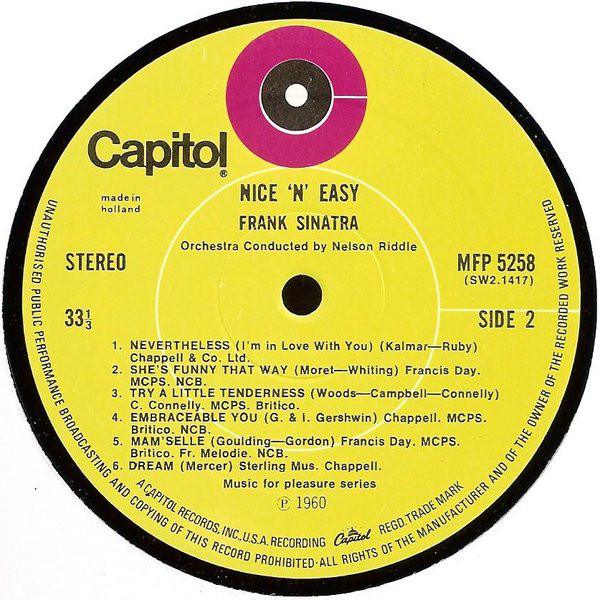 Frank Sinatra - Nice 'n' Easy (LP, Album, RE, Tar) 7068