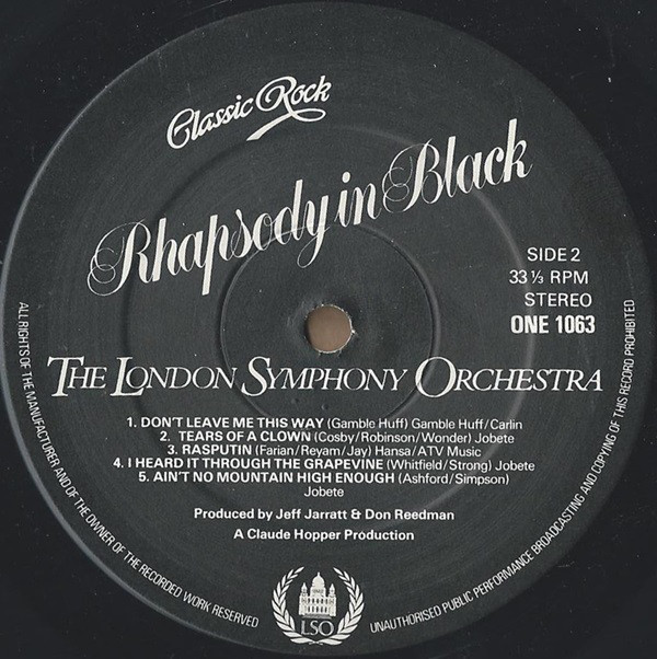 The London Symphony Orchestra And The Royal Choral Society - Classic Rock Rhapsody In Black (LP, Album) 12116