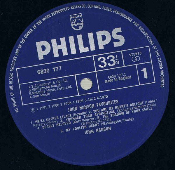 John Hanson (3) - John Hanson Favourites (LP, Smplr) 10214