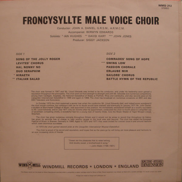 The Froncysyllte Male Voice Choir - The Voices Of The Froncysyllte Male Voice Choir (LP) 14346