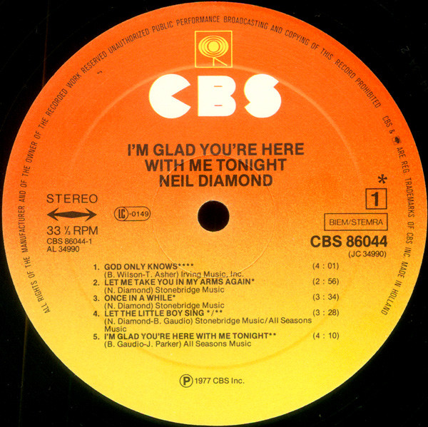Neil Diamond - I'm Glad You're Here With Me Tonight (LP, Album) 12902