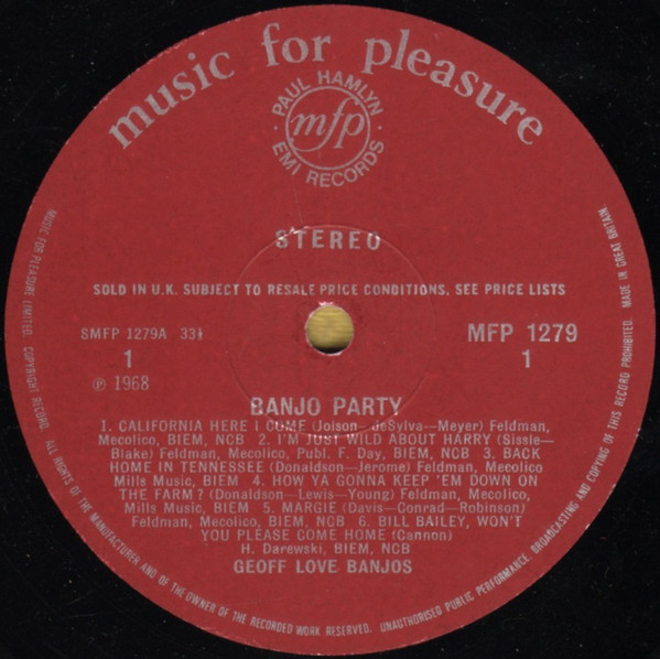 Geoff Love Banjos* - Banjo Party Time (LP, Album) 13380