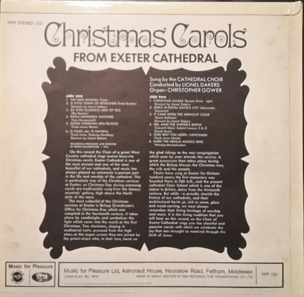Cathedral Choir* - Christmas Carols From Exeter Cathedral (LP, RE) 13229