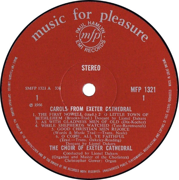 Cathedral Choir* - Christmas Carols From Exeter Cathedral (LP, RE) 13230