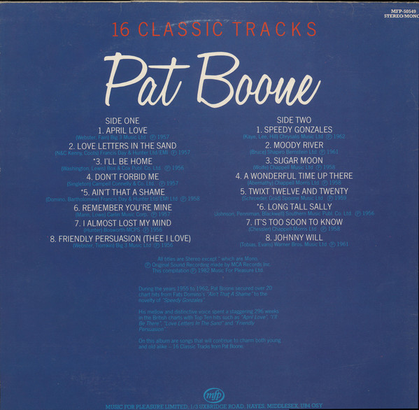 Pat Boone - 16 Classic Tracks (LP, Comp, Mono) 13172
