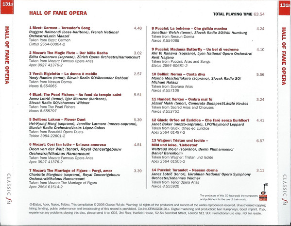 Various - Hall Of Fame Opera (CD, Comp, Promo) 13551