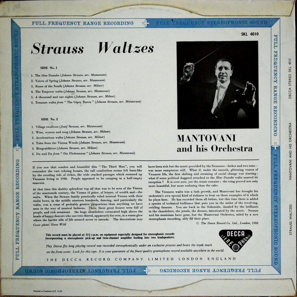 Mantovani And His Orchestra - Strauss Waltzes (LP) 9293