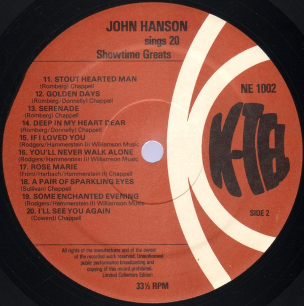 John Hanson (3) - John Hanson Sings 20 Showtime Greats (LP, Ltd) 8761