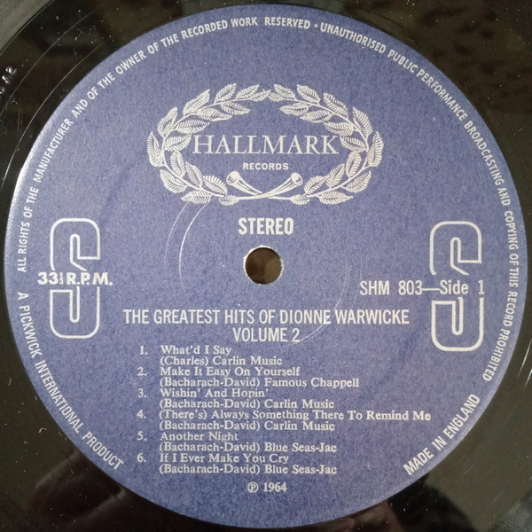 Dionne Warwicke* - The Greatest Hits Of Dionne Warwicke Vol. 2 (LP, Comp) 6943