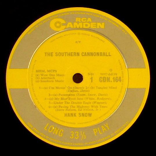 Hank Snow - The Southern Cannonball (LP, Album, Mono) 11834