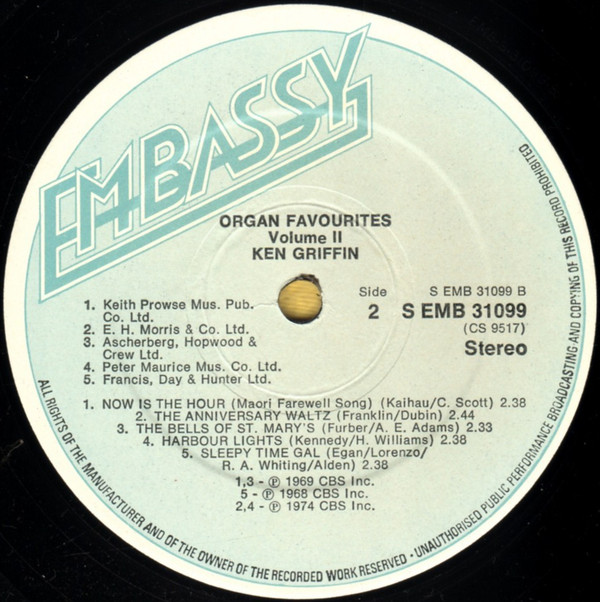 Ken Griffin (2) - Organ Favourites Vol II - Ken Griffin's Greatest Hits (LP, Comp) 8075