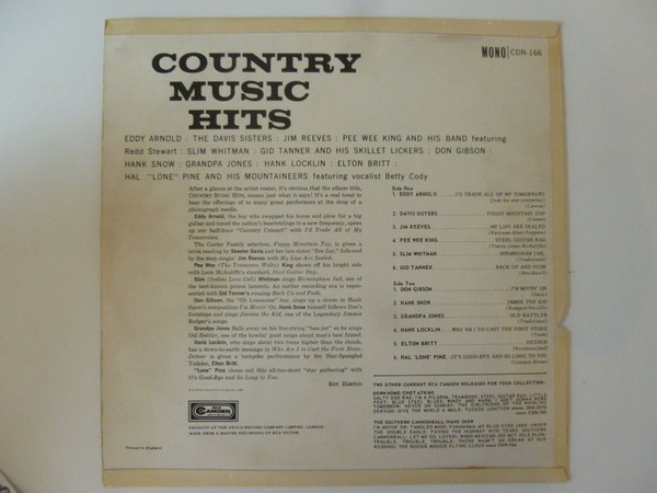 Various - Country Music Hits By Country Music's Stars (LP, Comp, Mono) 11454