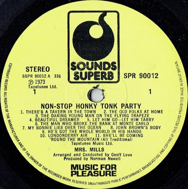 Mrs. Mills - Non-Stop Honky Tonk Party (LP) 13113