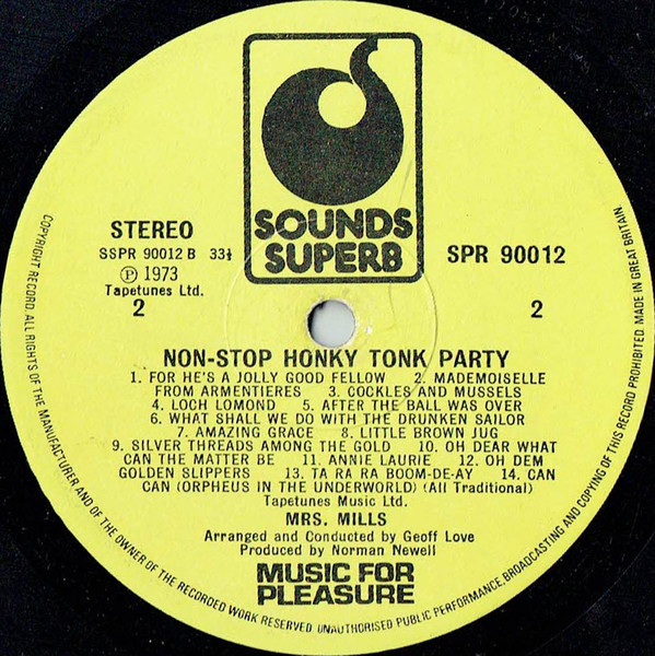Mrs. Mills - Non-Stop Honky Tonk Party (LP) 13114