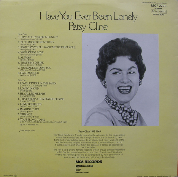Patsy Cline - Have You Ever Been Lonely (LP, Comp) 8863