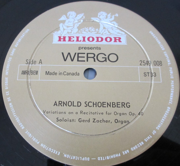 Arnold Schoenberg - Gerd Zacher, Symphony Orchestra Of The Southwest German Radio, Baden-Baden*, Hans Rosbaud - Variations On A Recitative For Organ, Op. 40 / Variations For Orchestra, Op. 31 (LP, RE) 16330