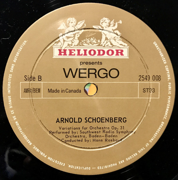 Arnold Schoenberg - Gerd Zacher, Symphony Orchestra Of The Southwest German Radio, Baden-Baden*, Hans Rosbaud - Variations On A Recitative For Organ, Op. 40 / Variations For Orchestra, Op. 31 (LP, RE) 16331