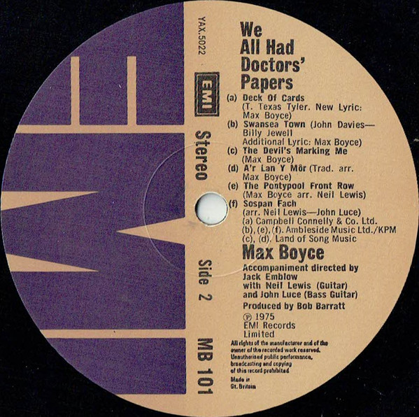Max Boyce - We All Had Doctors' Papers (LP, Blu) 17464