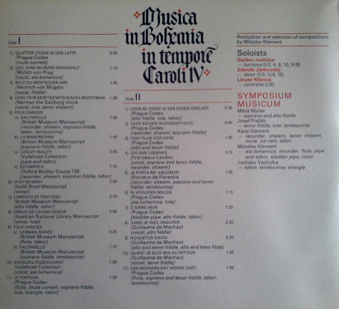 Symposium Musicum, Prague Madrigal Singers, Miroslav Venhoda - Musica in Bohemia in Tempore Caroli IV (2xLP, Comp) 16514