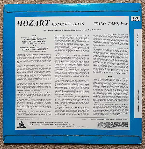 Mozart*, Italo Tajo - Concert Arias (LP, Mono) 16394