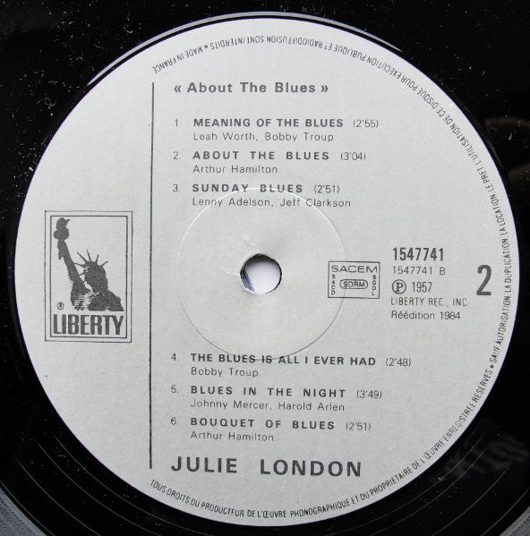 Julie London - About The Blues (LP, Album, RE) 18365
