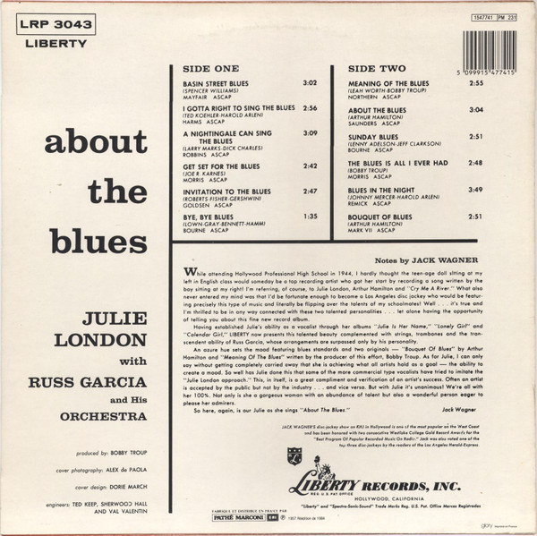 Julie London - About The Blues (LP, Album, RE) 18366