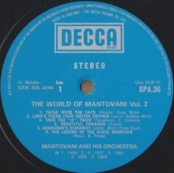 Mantovani And His Orchestra - The World Of Mantovani Vol. 2 (LP, Comp) 15048
