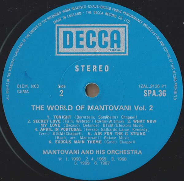 Mantovani And His Orchestra - The World Of Mantovani Vol. 2 (LP, Comp) 15049
