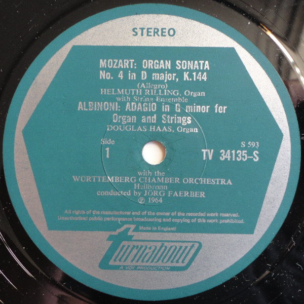 Albinoni* / Corrette* / Handel* / Mozart* - Adagio For Organ And Strings / Concerto For Organ, Flute And Strings / Organ Concerto No. 13 In F / Organ Sonata No. 4 In D (LP) 16285