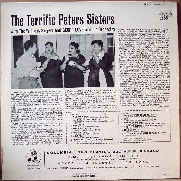 The Terrific Peters Sisters* Feat Virginia Vee With Geoff Love and His Orchestra With The Williams Singers - The Terrific Peters Sisters (LP, Album, RE) 18381