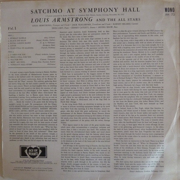 Louis Armstrong And The All-Stars* - Satchmo At Symphony Hall (LP, Mono, RE) 18164