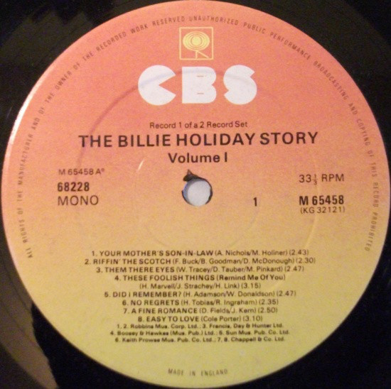 Billie Holiday - The Billie Holiday Story Volume I (2xLP, Comp) 18410