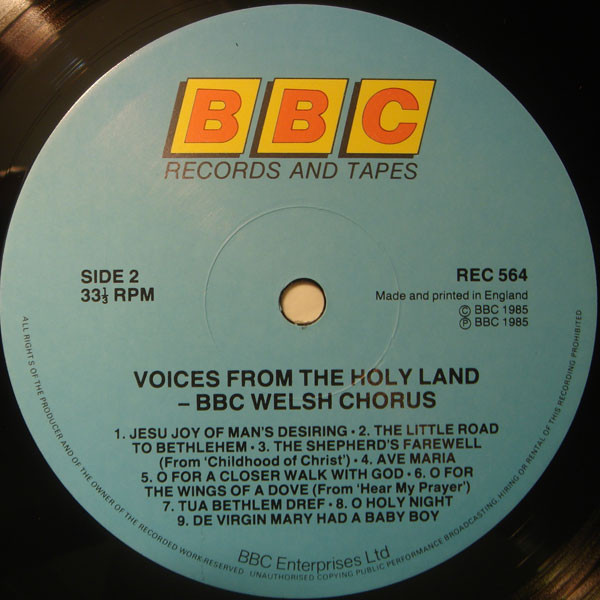 BBC Welsh Chorus Conducted By John Hugh Thomas With Aled Jones - Voices From The Holy Land (LP, Blu) 17423