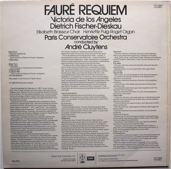 Gabriel Faur√© - Paris Conservatoire Orchestra*, Victoria de los Angeles, Dietrich Fischer-Dieskau - Requiem, Op 48 (LP) 17823