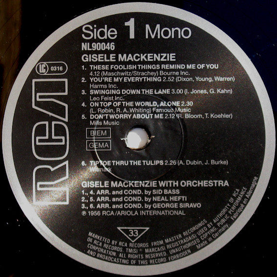 Gisele MacKenzie - Gisele MacKenzie (LP, Album, Mono, RE) 18572