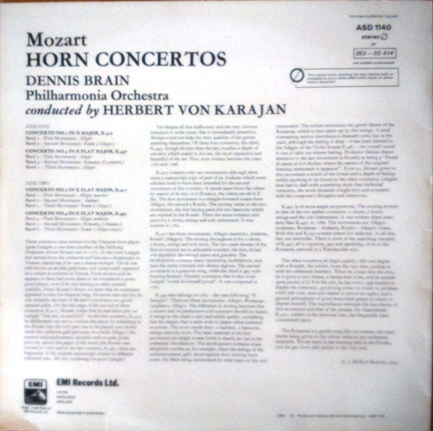 Mozart*, Dennis Brain, Philharmonia Orchestra, Herbert von Karajan - Horn Concertos (LP) 18089