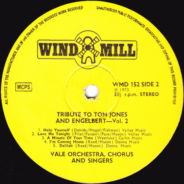 Vale Orchestra, Chorus And Singers* - Tribute To Tom Jones And Engelbert - Vol. 2 (LP, Album) 15116
