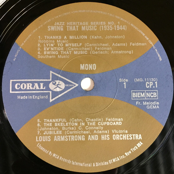 Louis Armstrong And His Orchestra - (1935-44) - Swing That Music (LP, Comp, Mono) 18323