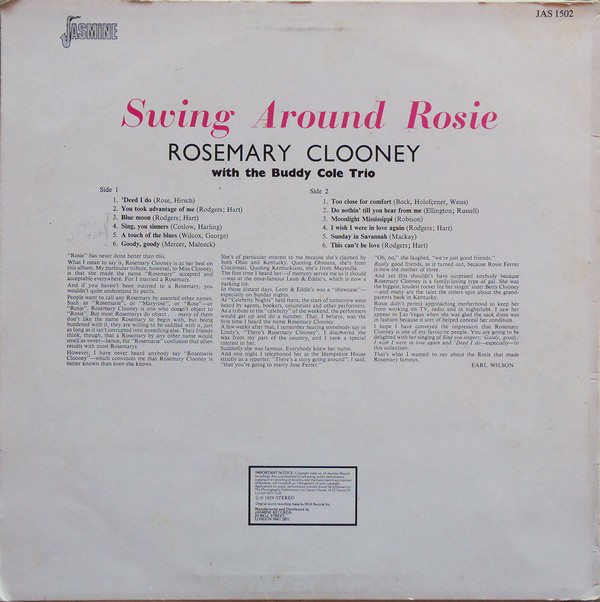 Rosemary Clooney With The Buddy Cole Trio - Swing Around Rosie (LP, RE) 18413