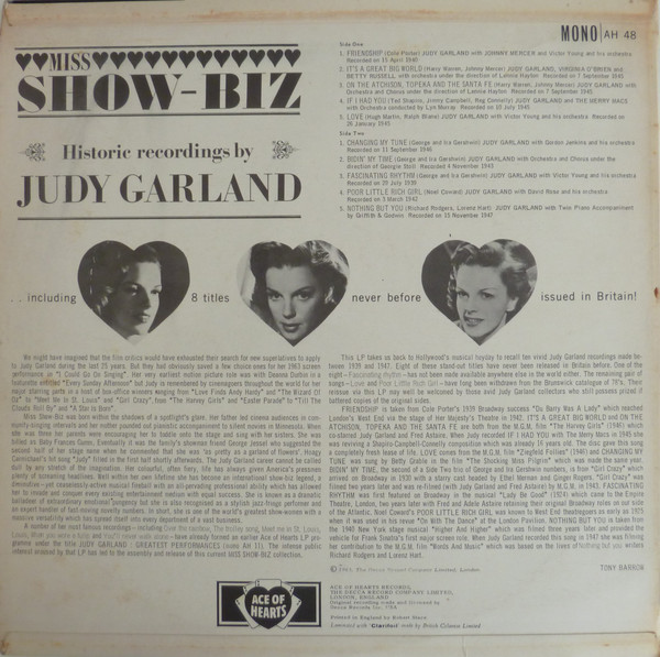 Judy Garland - Miss Show-Biz (LP, Album, Comp) 18466