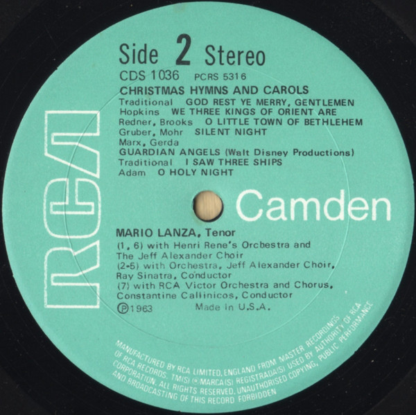 Mario Lanza - Christmas Hymns and Carols (LP, Comp) 17928