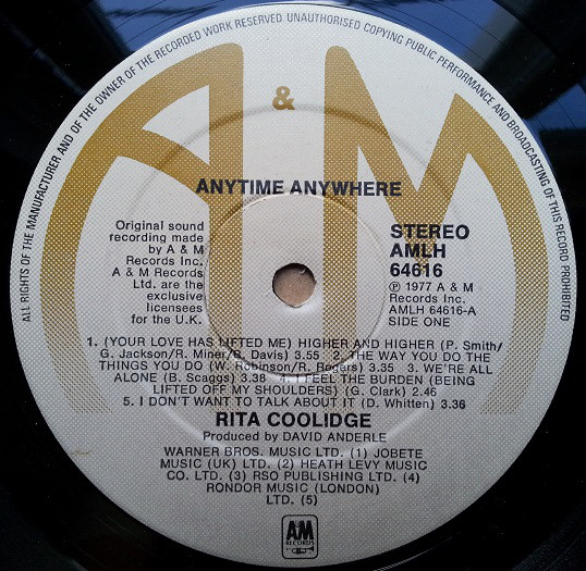 Rita Coolidge - Anytime... Anywhere (LP, Album) 18000