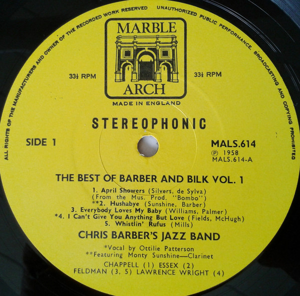 Chris Barber and Acker Bilk - The Best Of Barber and Bilk Volume One (LP, Comp) 17893