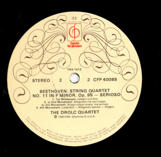 Drolc-Quartett, Ludwig van Beethoven - String Quartet No.9 In C (Opus 59, No.3); String Quartet No. 11 In F Minor (Opus 95 "Serioso") (LP, Album, RE) 17912