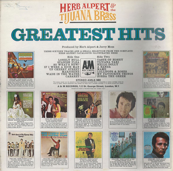 Herb Alpert and The Tijuana Brass - Greatest Hits (Sixteen Great Titles) (LP, Comp, Gat) 17968