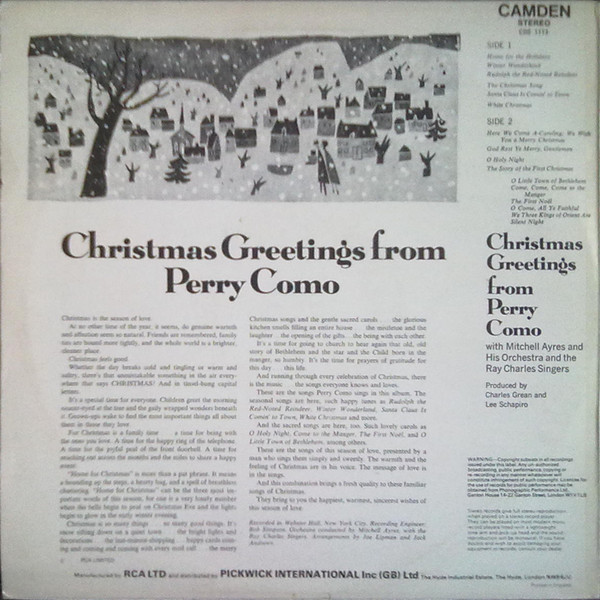 Perry Como - Christmas Greetings From Perry Como (LP, Album) 14983
